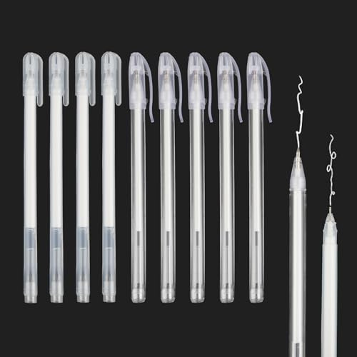 9er-Pack weiße Gelstifte, weißes Zeichenstift-Set, 0,6 mm 0.8mm, Strichstärke, wasserfeste weiße Stifte zum Zeichnen, Kunstdesign, Skizzieren, DIY-Tagebuch