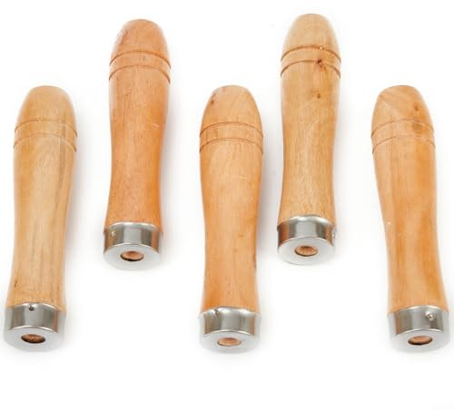 Wooden Handle Set, Wooden File Handle, 11cm with Metal Collar for Files Craft Tools Hand Drills Screwdrivers Wood Rasps(10pcs)