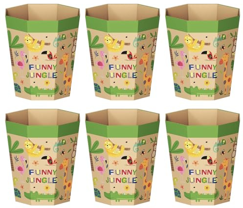 Lot de 6 Corbeilles Papier en Carton – Poubelles Repliables, Recyclables, Sans Plastique & Réutilisables pour Enfants – Petite Corbeille Idéale pour Chambres, Salles de Jeux, Chambres d’Enfant (8L)
