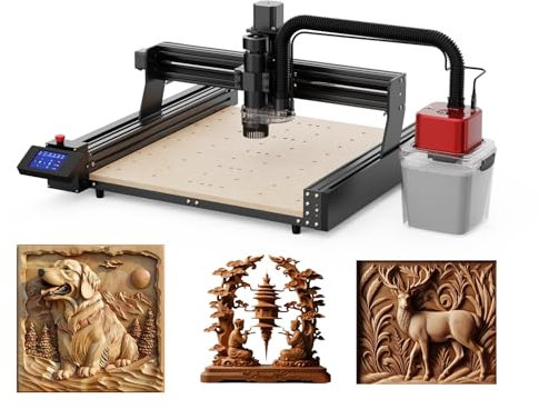Twotrees TTC 450 CNC Fräsmaschine, CNC Holzfräser mit M1 Staubabsaugung, Graviermaschine zum Gravieren von Holz, Acryl, MDF, PCB-Kunststoffen, Arbeitsbereich 460x460x80mm