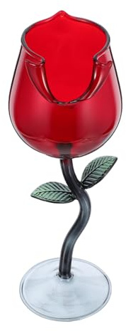 ZUNOXAZ Copas De Vino Rojas Forma De Rosa De Cristal 150 Ml Copas De Cristal Pie Alto Románticas Para Celebraciones y Cócteles Conjunto De 1 Unidad