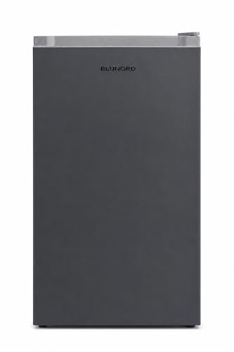 BLUNORD Frigorifero Monoporta Compatto 85 Litri, Mini Frigo Silenzioso 40 dB, Classe Energetica E, Cella Freezer, Porta Reversibile, 2 Ripiani in Vetro, Silver