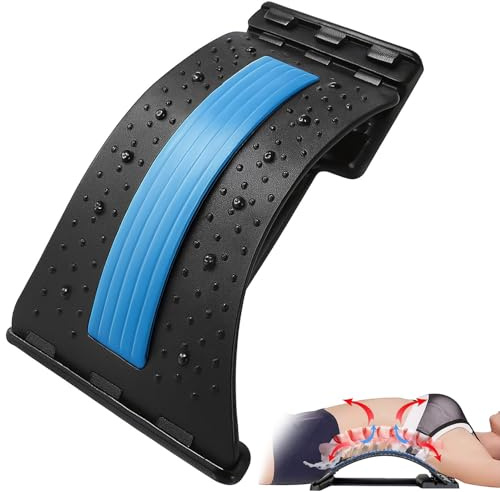 Planche de Soutien Lombaire Réglable à 4 Niveaux, botanéco etireur lombaire Ergonomique avec Massage Magnétique & Points d’Acupression pour Soulagement & Décompression Vertébrale (Blau)