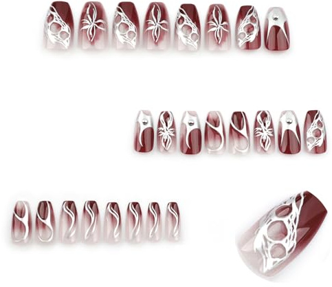 Faux Ongles De Ballet Courts 24 Pièces Couvertures Complètes Dégradées À Coller Sur Une Fleur Artificielle À Pression
