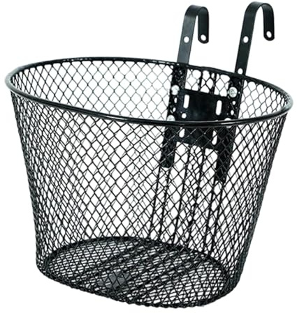 Folpus Cesta Delantera para Bicicleta, Cesta de Almacenamiento para Manillar Delantero, Resistente, con Ganchos Ajustables para Ciclismo, Bicicletas, Negro