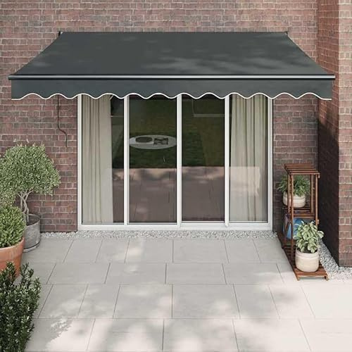 Tenda da sole elettrica con manovella, 3,5 x 2,5 m, colore antracite, perfetta protezione solare per terrazza e balcone, resistente alle intemperie e facile da usare