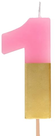 OH YEAH - Velas de Número 1 para Tartas - Rosa y Dorado - Números 0 a 9-7 cm - Perfectas para Tartas Infantiles y Adultos - Decoración de Cumpleaños - Vela Bicolor Metalizada