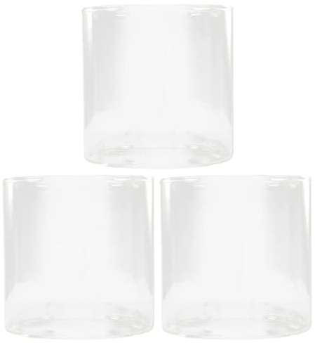 Beaupretty Clear Hydroponic Glass Vase Set 3Pcs Cylinder 3.94X3.94In Transparent Desktop Flower Vase and Small Fish Tank Bowl for Office Balcony Decoration