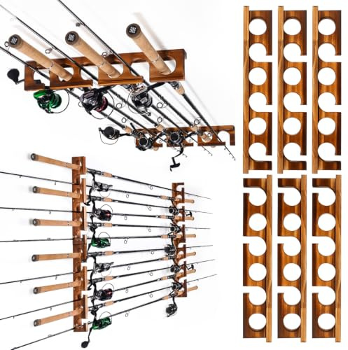 Ghosthorn Rutenhalter für bis zu 18 Ruten-Wand oder Deckenmontage-Rutenständer Angeln für Garage & Werkstatt-Platzsparende Aufbewahrung für Angelausrüstung-Geschenk für Angler