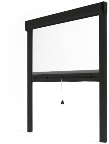 Avosdim Store moustiquaire fenêtre Alu Luxe - H100 x L80cm recoupable - Noir texturé 9005 - Protection contre les insectes