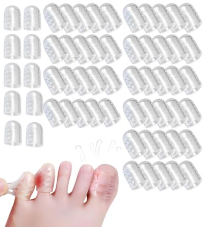 GAJUS 60 Unidades Fundas de Silicona para Dedos del Pie con Agujeros de Aire, Protector Transparente para Dedos del Pie y Mano,Alivia Dolor por Uñeros,Callos, Adecuado para Caminar,Correr,Deporte