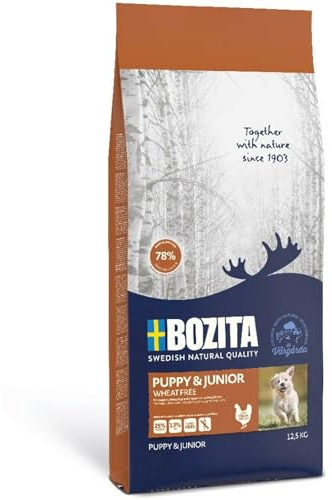 BOZITA Puppy & Junior Weizenfrei Hundefutter für Welpen - 12.5 kg - nachhaltig produziertes Trockenfutter für Welpen, Junghunde und laktierende Hündinnen - Alleinfuttermittel - Welpenfutter