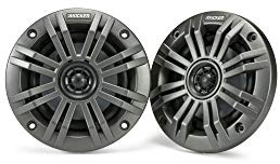 Kicker KM4 4-Inch (100mm) Marine Coaxial Speakers with 1/2-Inch (13mm) Tweeters, 2-Ohm, Charcoal and White Grilles