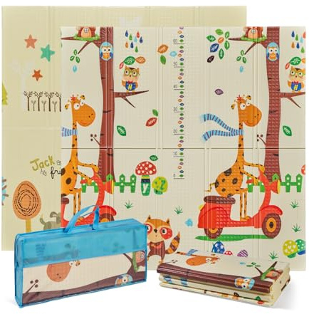 MS Trendy - Tappeto gioco per bambini 120x120 cm - Doppio lato, imbottito (spessore 1 cm), pieghevole e con borsa per il trasporto