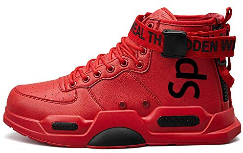 Ahico Mens Fashion Sneakers High Top Walking Shoes Sport Athletic Casual Shoe Vogue Stylish Men Red
