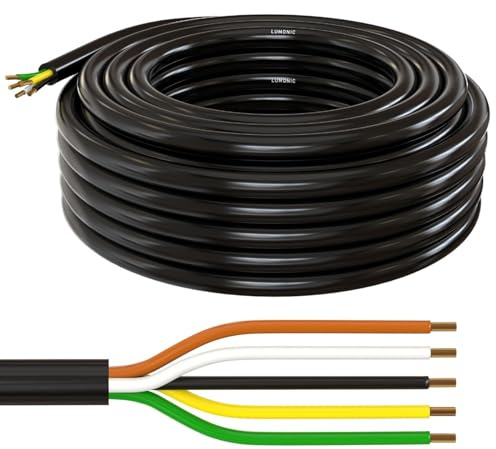 Lumonic 10m Câble Véhicule 5 Conducteurs FLRYY 1m - Section 5x 1,5mm² - Câble Remorque 5 Pôles Multiconducteur