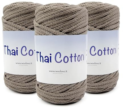 Thai Cotton Promozione 3 pezzi di Fettuccia in Cotone per Uncinetto Ideale per Creare cestini Borse - Marrone 303