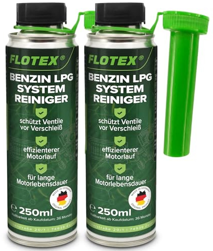 Flotex® Benzin LPG Systemreiniger 2X 250ml | Motorsystemreiniger reinigt zuverlässig das Verbrennungssystem | Motorreiniger Additiv schützt Ventile vor Verschleiß | Made in Germany