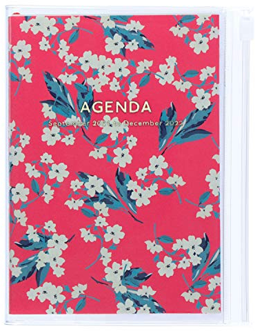 MARK'S 2021/2022 Taschenkalender A6 vertikal, Flower Pattern, Pink: Von September 2021 bis Dezember 2022