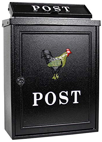 FYZS Villa-Mailbox im europäischen Stil, Outdoor-Regenschutzmailbox, montierter Briefkasten mit Schloss, großer idyllischer kreativer Briefkasten, schwarz (Color : Black)