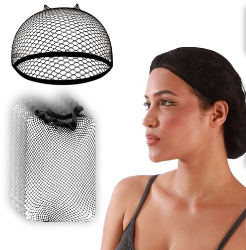 Smilco 10-Piece Mesh Wig Caps & Fishnet Hair Net for Women, Nylon Weaving Net for Halloween Cosplay