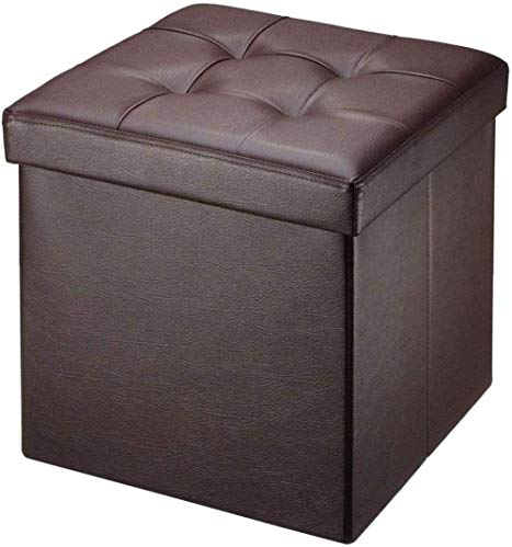 DASHADAO Klapphocker mit Aufbewahrung, Fußhocker, Fußhocker aus Leder, tragbarer Fußhocker – gepolsterter, gepolsterter Sitz für Wohnzimmer, Schlafzimmer