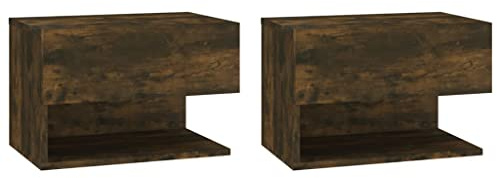 vidaXL Väggmonterade sängbord 2 st rökfärgad ek, sängskåp, sänglådor, sovrumslådor, sänglåda, sovrumslåda, väggmonterat sängbord