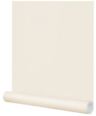 FUKU MON 24x394 Beige Peel and Stick Wallpaper Matte Beige Cream Contact Paper Solid Beige Wall Paper Self-Adhesive Thick Vinyl Removable Texture Cream Wallpaper for Cabinets Wall Decoration