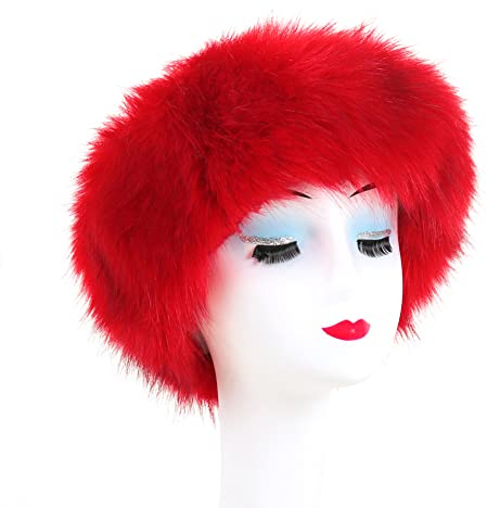 Damen Kunstpelz Stirnbänder,Damen Fellmütze Pelzmütze Wintermütze Faux Fuchs Warm Pelz mütze,Elastischen Ohrwärmer Hut Pelz Flauschige Kunstfell Stirnband Haarband für Frauen Mädchen Ski Stirnband
