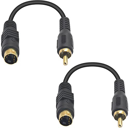 Maxhood 4pin S-Video to RCA Cable, 2Pack S Video to Composite Video Adapter Cable, Mini DIN 4 Pin S Video Male to RCA Male S-Video Cable for PC Computer Video AV Projector, 15cm/5.9inch