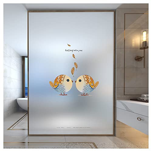 Mattierte Fensterfolie, kein Kleber, Fensteraufkleber, Vinyl, undurchsichtig, Flex, schmelzbare Transferfolie for Zuhause, dekorative Buntglasfolie (Color : Bird, Size : 60x120cm)