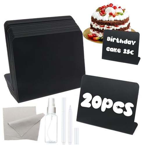 Preisschilder Aufsteller Kleine Tafeln zum Beschriften - 20 Stück Buffet Schilder Mini Kreidetafel Tafel Buffet Schilder zum Beschriften 75x100 mm für Hochzeit Party L-Form