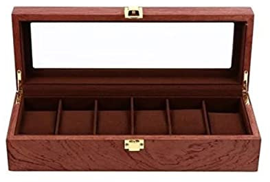 Uhrenetui Uhrenbox Uhrenkoffer Uhrenkasten Uhrenbox Mit 6 Fächern, Retro-Holzuhr, Uhrenbox, Uhrenbox, Uhrenaufbewahrung Uhrenrolle Uhren Aufbewahrungsbox ( Color : A , Size : 12.38 X 4.32 X 3.14 inch.