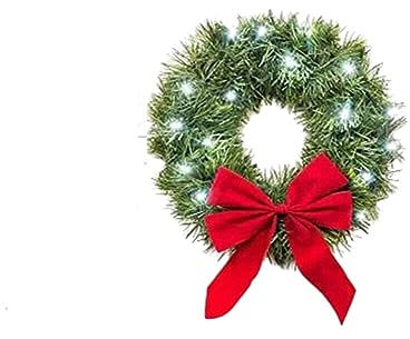 Couronne De Noël Lumineuse Pour Voiture, LED Guirlande De Noël Avec Bande Lumineuse Et Arc Pour Intérieur Extérieur Voitures Sapin Couronne Lumineuse Décor Porte Mural Vitre Fenêtre Pour Noël, 35CM