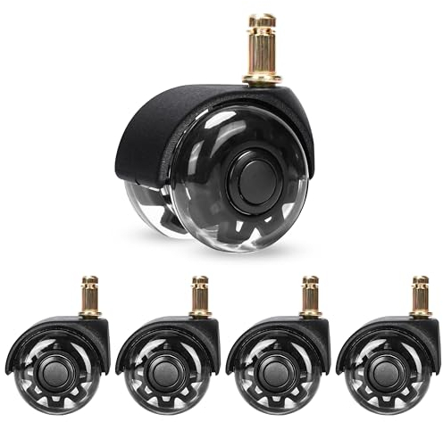 Belle Vous Ruote per Sedia Ufficio Sedie da Gaming - Confezione da 5 - Ruote Girevoli Universali 10 x 25 cm - Rotelle di Ricambio Sicure per Parquet Legno Tappeto - Movimento Silenzioso