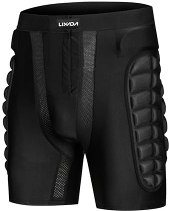 Lixada Short rembourré 3D, Short de Protection Absorbant Les Chocs et Durable pour Skateboard, Snowboard, Skate, Ski (Short rembourré, S)