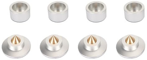 HiFi-Lautsprecher-Isolationsfüße, Vibrationsdämpfende Standpolster für Plattenspieler, CD-Player, Verstärker, Subwoofer mit Rutschfestem Gummi (Silver)