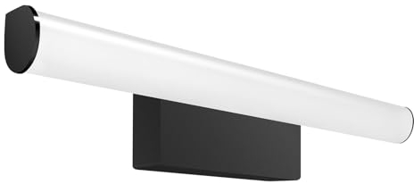 kalb | LED Spiegelleuchte, Rund, Wandlampe 230VAC, Badezimmer Leuchte Chrom oder Schwarz - Modernes Ambiente, Energiesparend, Spritzwassergeschützt (Schwarz - Warmweiß, 400mm)