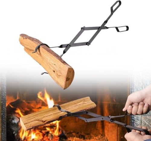 Kaminholzzange, robuste Kaminzange, Feuerzange, 66 cm lange Brennholzzange für Feuer, Lagerfeuer, Lagerfeuer, Kamin