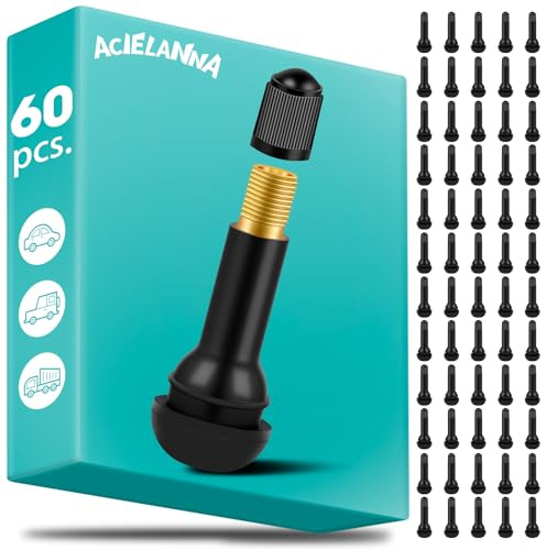 60 Pezzi Valvole in Gomma Snap-in TR414, Valvole Tubeless, Nero Valvola in Gomma per Cerchioni, Valvola per Pneumatici per Auto, Moto, Fuoristrada, Biciclette, Scooter