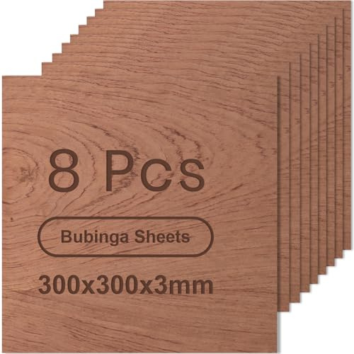ROWOOD Sperrholzplatte 3mm 300x300mm 8Stück Bubinga holzplatte Zuschnitt Nach Maß Unbehandeltes Bastelhölzer Holz für Modellbau Laserschnit Laser Gravur Holz Brennen Malerei CNC