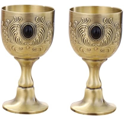 Alipis 2 Uds Copa De Vino Retro Europea Copa De Vino Retro Copa De Vino De Metal Cáliz De Vino Tinto Mini Taza De Metal
