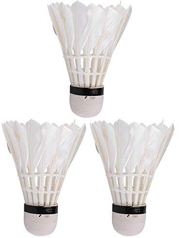DriKou Badminton, Badminton-Federbälle, Gänsefedern, 3 Stück, weiß, leicht, Federbälle für Badminton, Outdoor, für Training, draußen, Sport, Fitnessstudio, Zuhause, Damen und Herren