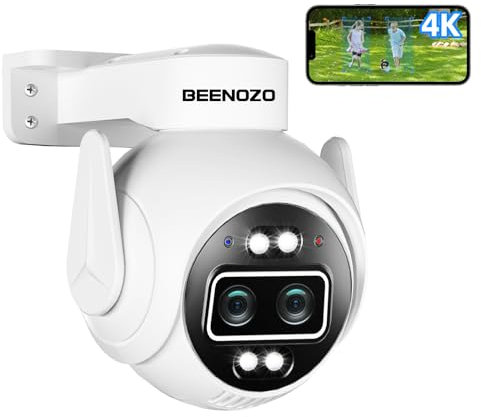 Cámara de vigilancia WiFi exterior e interior, 360° PTZ con doble objetivo, seguimiento inteligente, visión nocturna color 30M, detección humana, audio bidireccional, 2,4/5Ghz, IP66