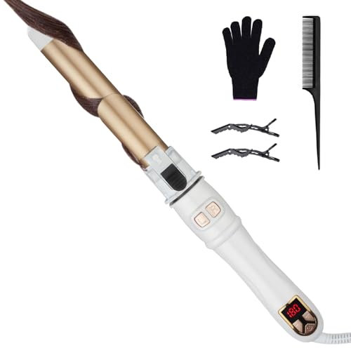 SOWINK Rizador giratorio de 360° automático, rizador de pelo de 32 mm con 14 ajustes de temperatura 100-230 °C, rizador de pelo con pantalla LCD, calentamiento rápido y peinado para rizos naturales