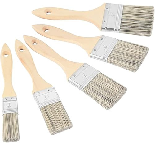 5 Pack Paint Brush Set,Double Thick Chip Paint Brush Set,Wood Stain and Masonry Brushes for Painting Walls,Premium Wall Brush Set,House Paintbrushes,Trim Paintbrush,Fence Staining,Varnish Gesso