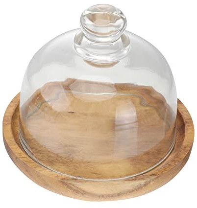 HAWILLOSCH 1set Wooden Mini Dessert Trays with Glass Dome Elegant Round Cake Holder for Serving Desserts for Parties and Special Occasions Wooden Base Easy to Clean