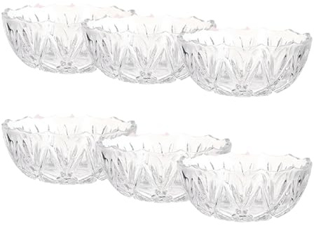 KYY'Z Set of 6 Crystal Clear Glass Bowl Perfect for Trifles, Ice Cream, Cocktails, Fruits, Appetizers, Sundae Serving Bowls, Pudding Dish, Salad Bowl, Desserts Bowl-13 (D) cm, 6 (H) cm-400ml