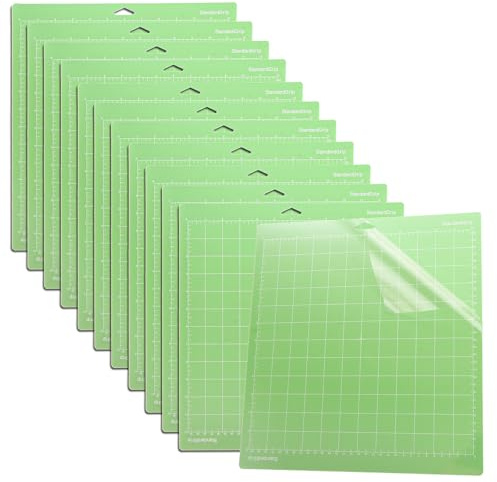 LOPYXBR 10PCS Cutting Mats for Cricut 12X12 Inch, Green Standard Grip Cricut Mat, Non-Slip Silhouette Cutting Mat 12x12 inch, Craft Mats for Adults Sewing Quilting and Arts & Crafts Projects Cuttings