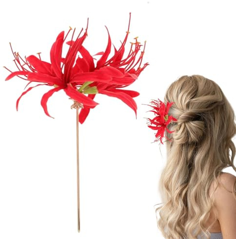 Traditional Chinese Hair Pins - Red Spider Lily Chinese Hair Clip | Traditional Asian Vintage Hair Chopsticks, Stylish Asian Hair Sticks Hairpin for Girls, Cosplay